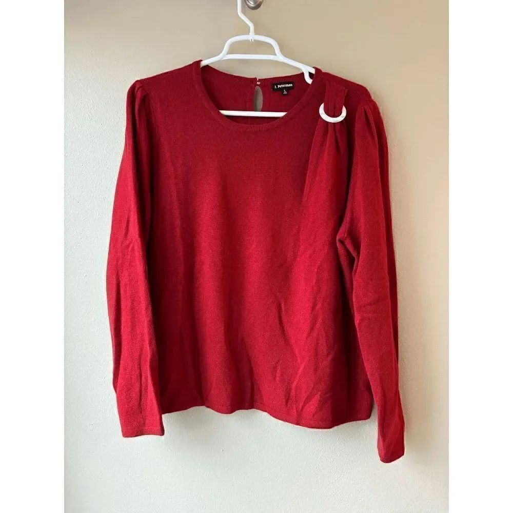J. Peterman Buckle Cashmere Wool Sweater in Cherry Women's Size Large